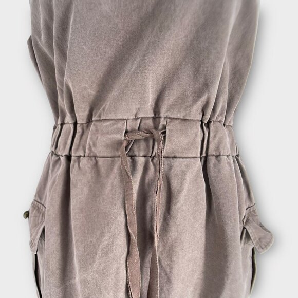 Coquille Brown Anthropologie Cargo Pockets Utility Cinched Waist Sheath Dress M - Picture 10 of 13